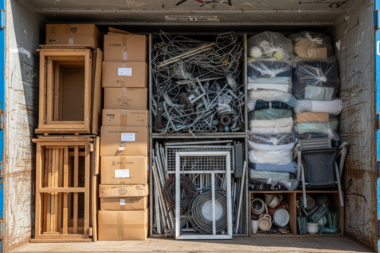 Container met gesorteerde ontruiming